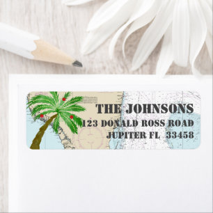 Tropical Palm Tree Christmas Holidays Nautical Label