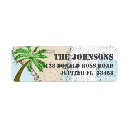 Tropical Palm Tree Christmas Holidays Nautical Label