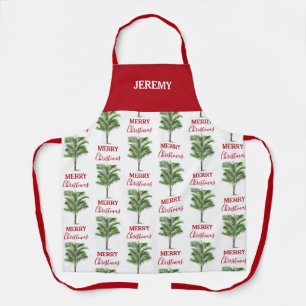 Tropical Palm Tree Christmas Tree Holiday Apron