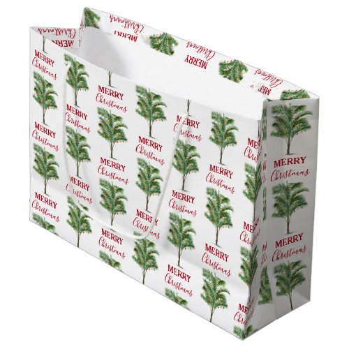 Tropical Palm Tree Christmas Tree Holiday Large Gift Bag