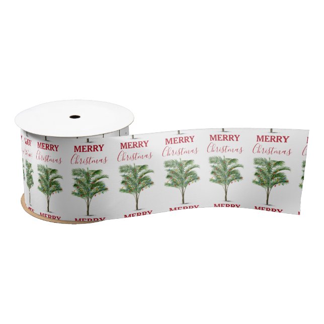 Tropical Palm Tree Christmas Tree Holiday Satin Ribbon (Spool)
