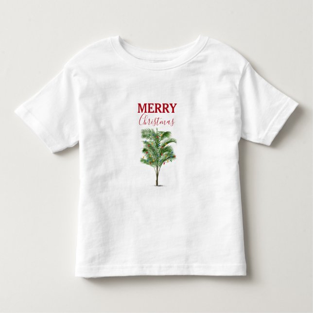 Tropical Palm Tree Christmas Tree Holiday Toddler T-shirt (Front)