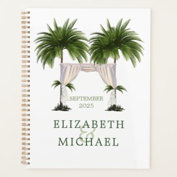Tropical Palm Tree Chuppah Elegant Modern Wedding Planner by Just_Fine_Designs at Zazzle