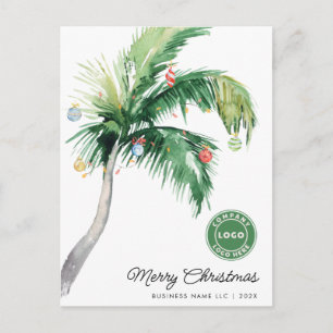 Tropical Palm Tree Coastal Business Logo Christmas Holiday Postcard