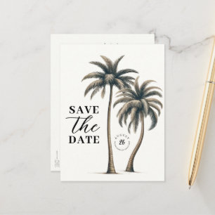 Tropical Palm Tree Coastal Wedding Save the Date Announcement Postcard