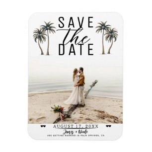 Tropical Palm Tree Coastal Wedding Save the Date Magnet