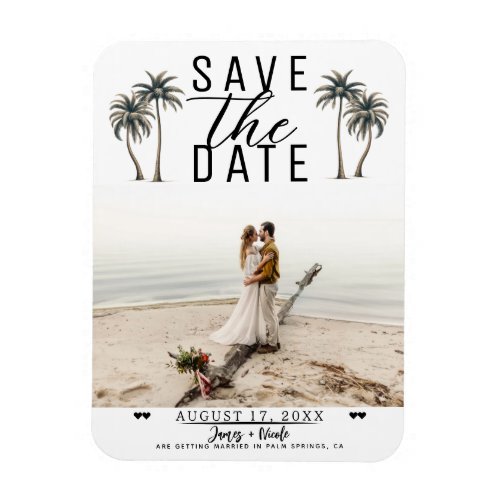 Tropical Palm Tree Coastal Wedding Save the Date Magnet