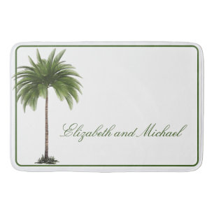 Tropical Palm Tree Couple Elegant Bath Mat