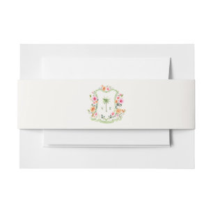 Tropical Palm Tree Crest Monogram Summer Wedding Invitation Belly Band