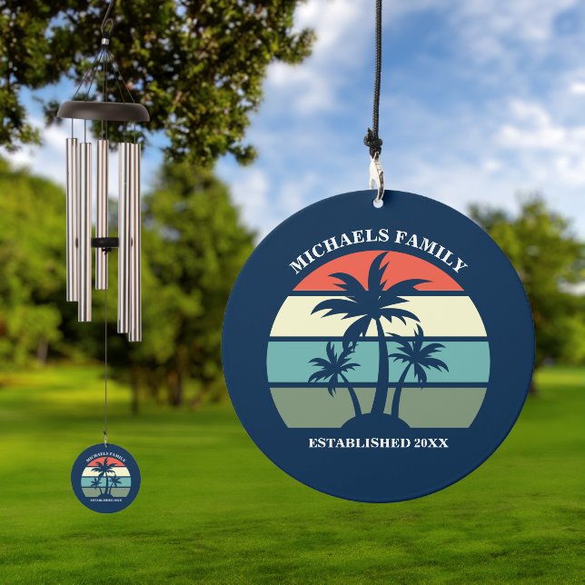 Tropical Palm Tree Custom Beach House Wind Chime (Outdoor)
