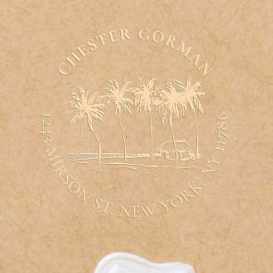 Tropical Palm-Tree Custom Return Address Vintage Embosser