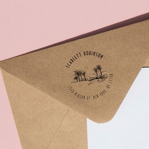 Tropical Palm_Tree Custom Return Address Vintage Self_inking Stamp