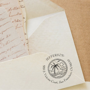 Tropical Palm Tree Custom Vintage Return Address Self-inking Stamp