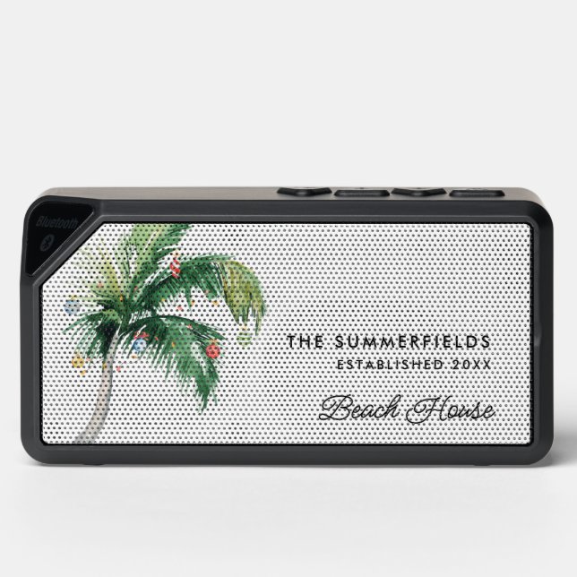 Tropical Palm Tree Decorated Holiday Beach House Bluetooth Speaker (Front)