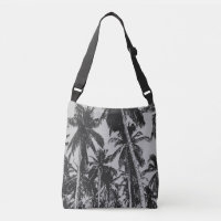 Tropical Palm Tree Design in Black and Grey Crossbody Bag