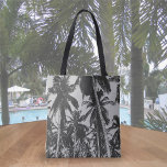 Tropical Palm Tree Design In Black And Grey Tote Bag at Zazzle