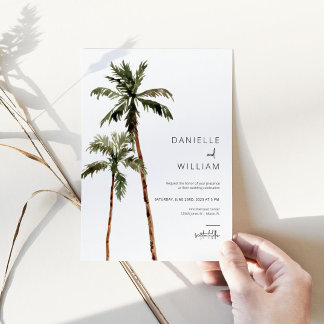 Tropical Palm Tree Destination Wedding Invitation