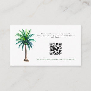 Tropical Palm Tree Destination Wedding Website QR  Enclosure Card