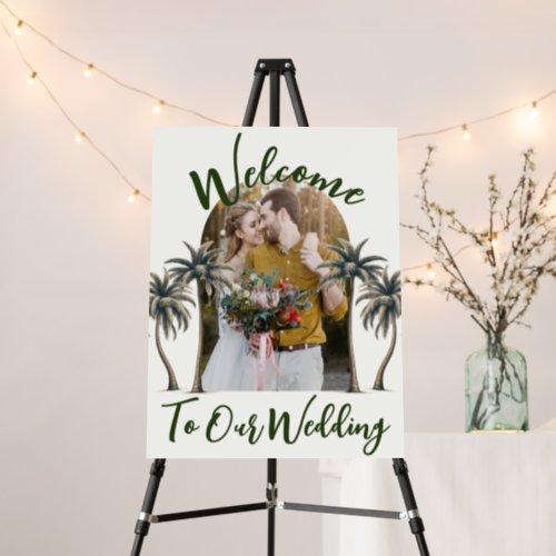 Tropical Palm Tree Dome Photo Wedding Welcome Sign