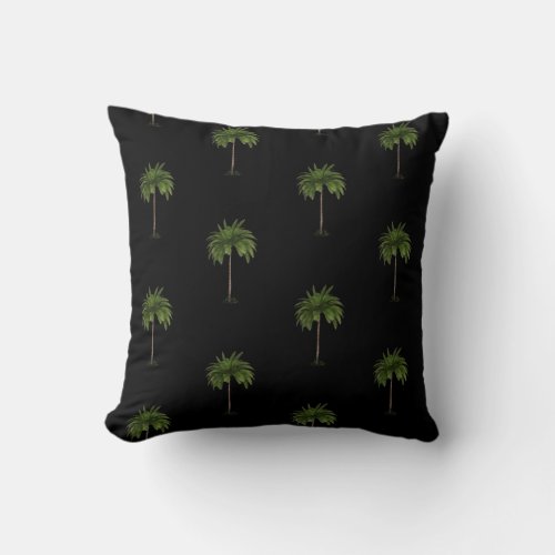 Tropical Palm Tree Elegant Black Modern Throw Pillow