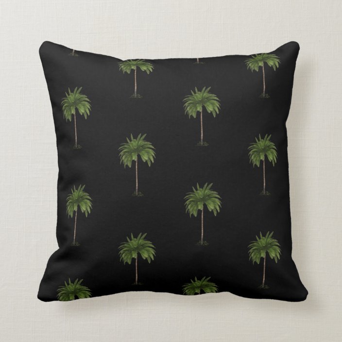 Image showcasing Tropical Palm Tree Elegant Black Modern Throw Pillow | Zazzle.com