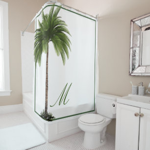 Tropical  Palm Tree  Elegant Champagne Marble Shower Curtain