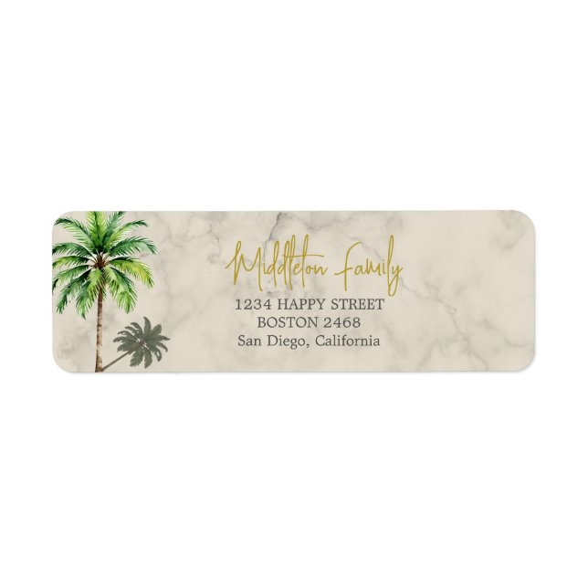Tropical Palm Tree Elegant Creme Family Label (Front)