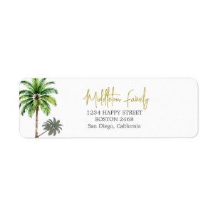 Tropical Palm Tree Elegant Family Label