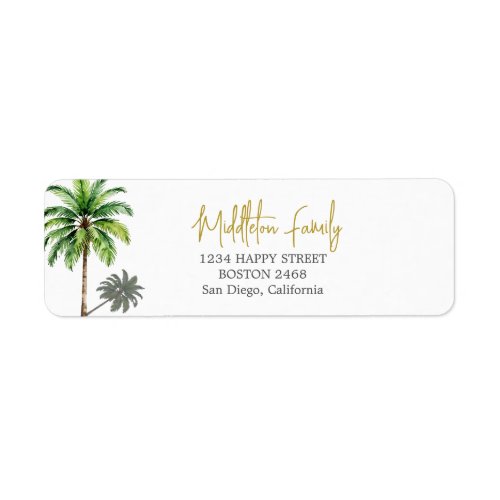 Tropical Palm Tree Elegant Family  Label