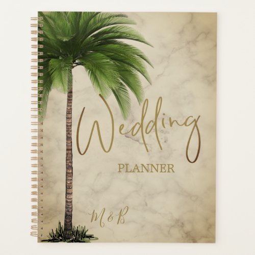 Tropical Palm Tree Elegant Modern Gold Wedding Planner