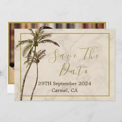 Tropical Palm Tree Elegant Modern Rustic Wedding Save The Date