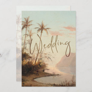Tropical Palm Tree Elegant Vintage Gold Wedding I Invitation