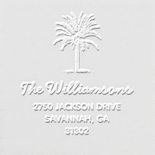 Tropical Palm Tree Family Name Return Address Embosser