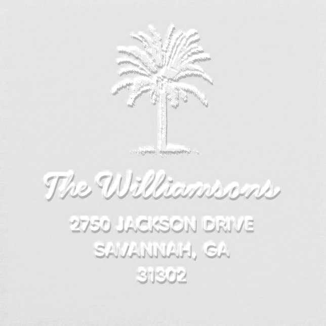 Tropical Palm Tree Family Name Return Address Embosser (Design)