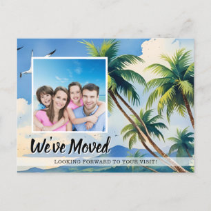 Tropical Palm Tree Family We've Moved Moving Announcement Postcard
