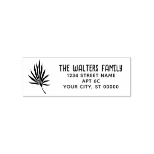 Tropical Palm Tree Frond #34 Family Name Address Self-inking Stamp