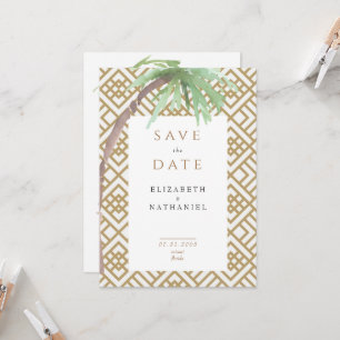Tropical Palm Tree Geometric Save the Date Invitat Invitation