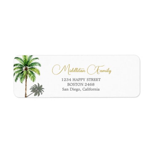 Tropical Palm Tree Gold Elegant Family  Label