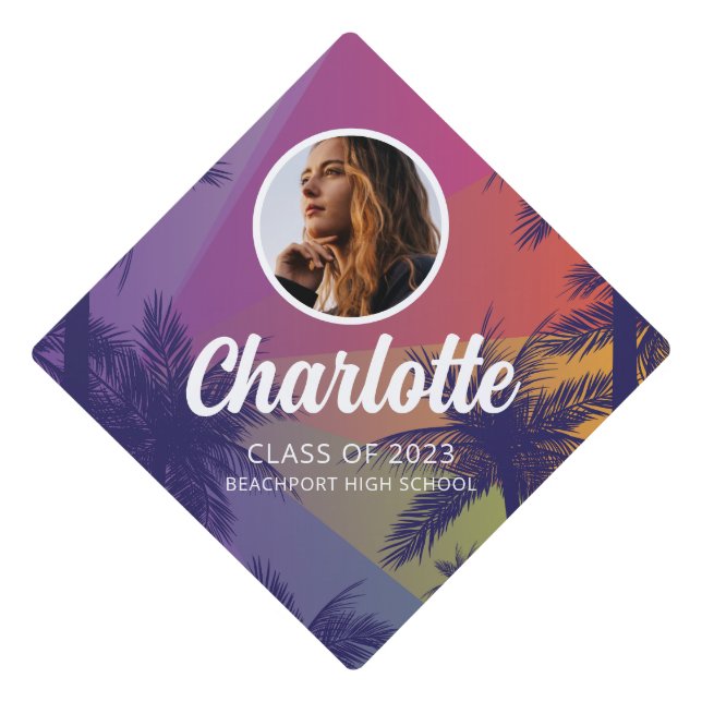 Tropical Palm Tree Graduation Tassel Topper (Front)