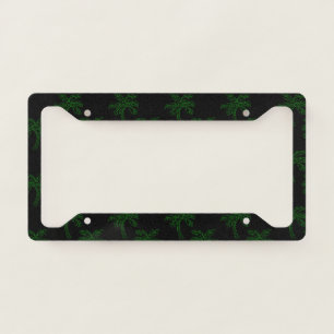Tropical Palm Tree Green Contour Summer Vibes Art License Plate Frame