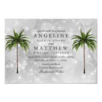 Tropical Palm Tree Green Lights Wedding Card