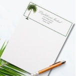Tropical Palm Tree Green Stylish  Letterhead<br><div class="desc">An elegant  Palm tree  on a white background is the basis of this custom design.
Easily change the information for your own.
Simple and elegant.</div>