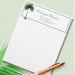 Tropical Palm Tree Green Stylish Professional Letterhead<br><div class="desc">An elegant Palm tree on a white background is the basis of this custom design.
Easily change the information for your own.
Simple and elegant.</div>