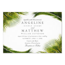 Tropical Palm Tree Green Wedding Card