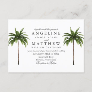 Tropical Palm Tree Green Wedding Card