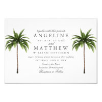 Tropical Palm Tree Green Wedding Card