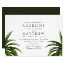 Tropical Palm Tree Green Wedding Card