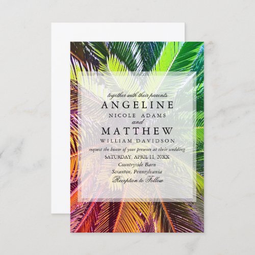 Tropical Palm Tree Green Wedding Card