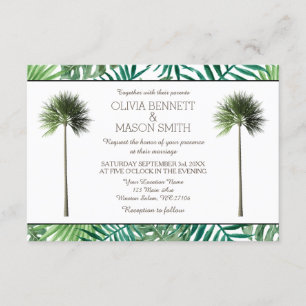 Tropical Palm Tree Green Wedding Card