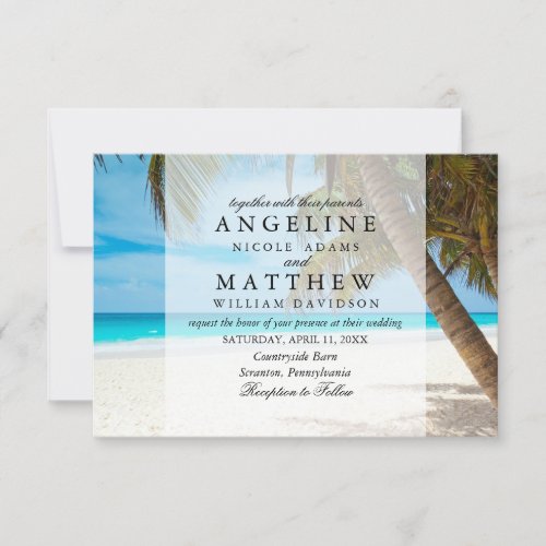 Tropical Palm Tree Green Wedding Card